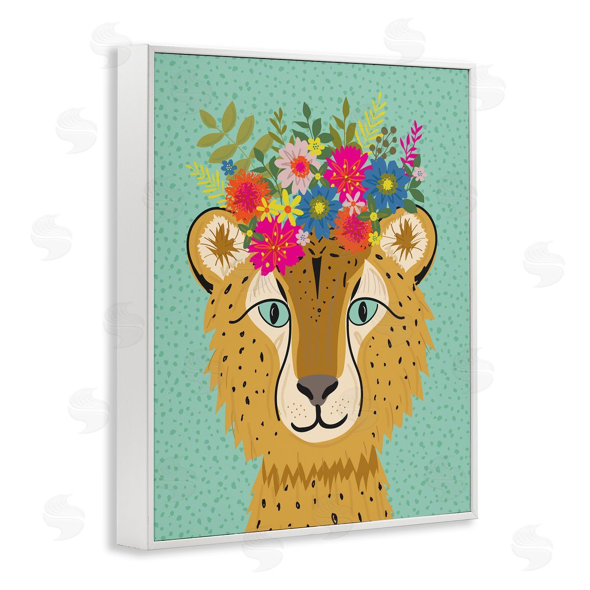 Lisa Perry Whitebutton Floral Crown Cheetah Spotted Fur Playful Animal