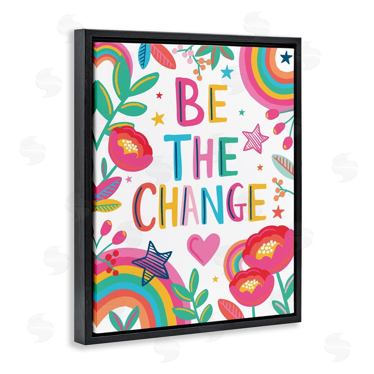 Lisa Perry Whitebutton Be The Change Phrase Rainbow Stars and Flowers