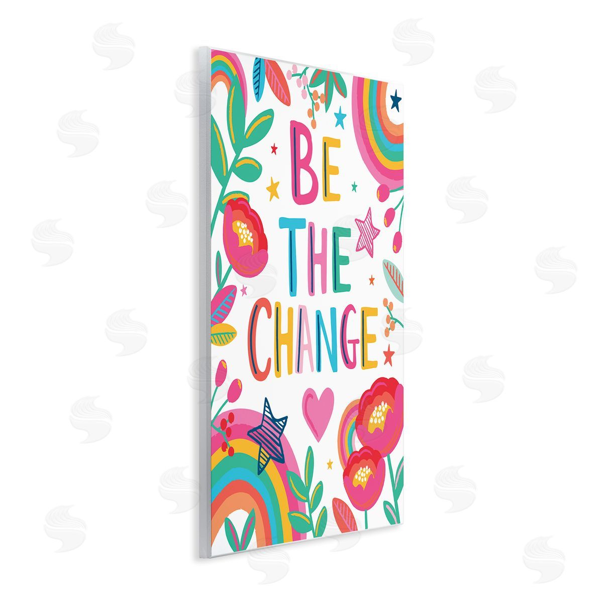 Lisa Perry Whitebutton Be The Change Phrase Rainbow Stars and Flowers