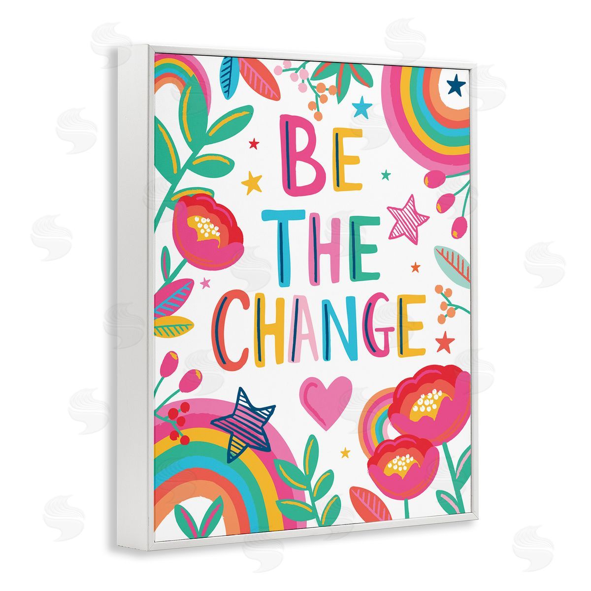 Lisa Perry Whitebutton Be The Change Phrase Rainbow Stars and Flowers