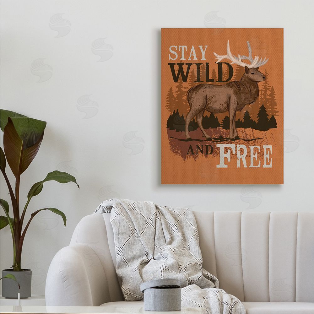 Lisa Perry Whitebutton Stay Wild and fr_sideee Phrase Forest Elk Landscape