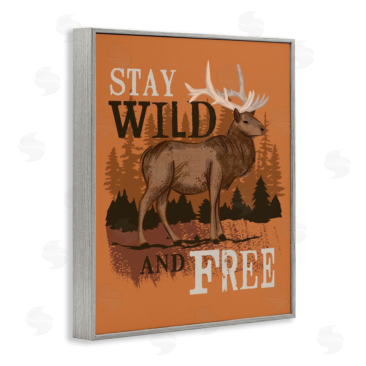 Lisa Perry Whitebutton Stay Wild and fr_sideee Phrase Forest Elk Landscape