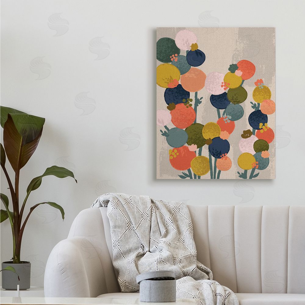 Lisa Perry Whitebutton Organic Shape Flowers Circular Distressed Pattern