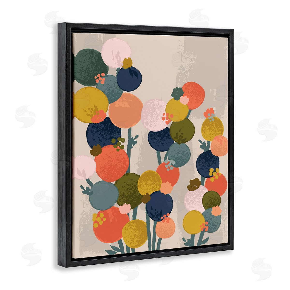 Lisa Perry Whitebutton Organic Shape Flowers Circular Distressed Pattern