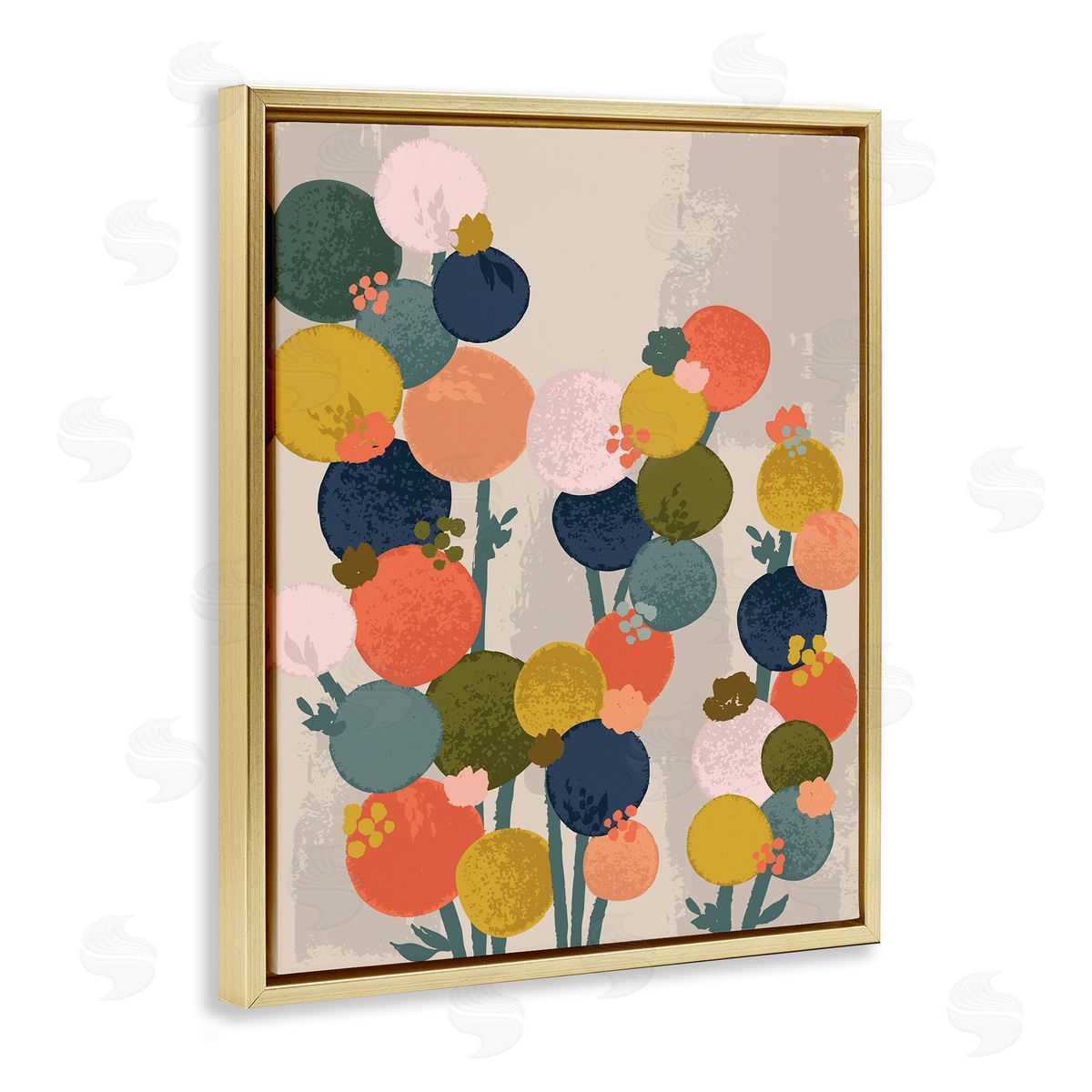 Lisa Perry Whitebutton Organic Shape Flowers Circular Distressed Pattern