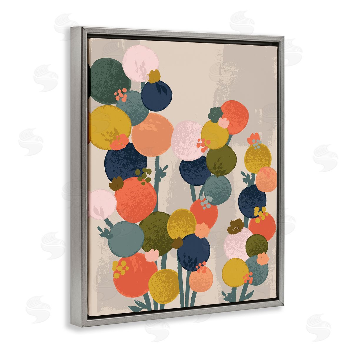 Lisa Perry Whitebutton Organic Shape Flowers Circular Distressed Pattern