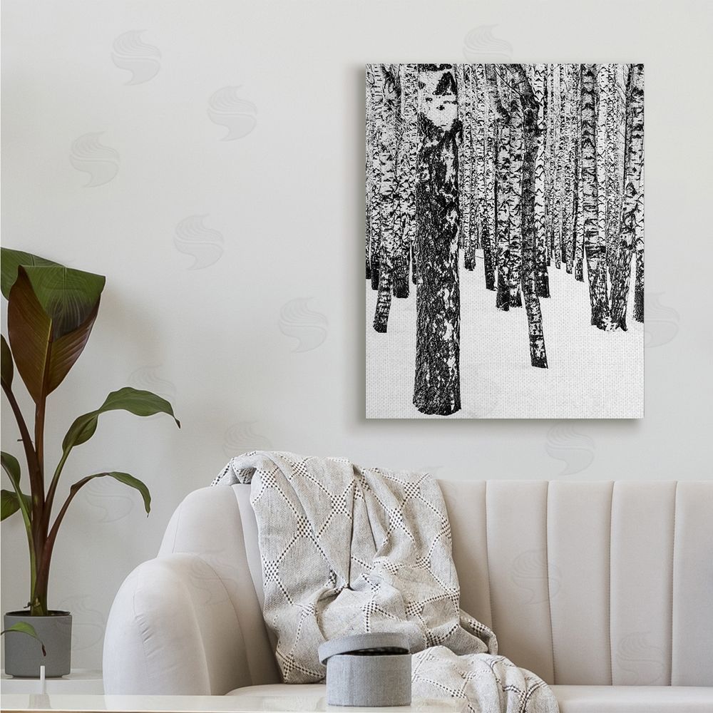 Design Fabrikken Minimal Snowy Woods Landscape Black and White