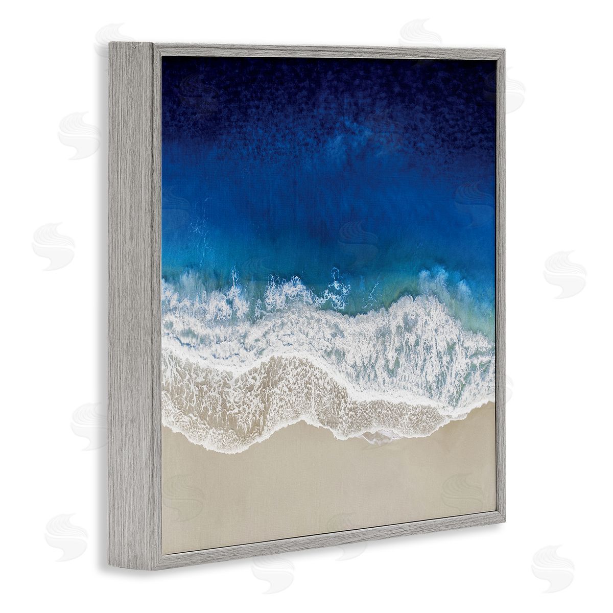 Maggie Olsen Clear Blue Ocean Tropical Beach Aerial View Gray Framed Glicee Wall Art Print