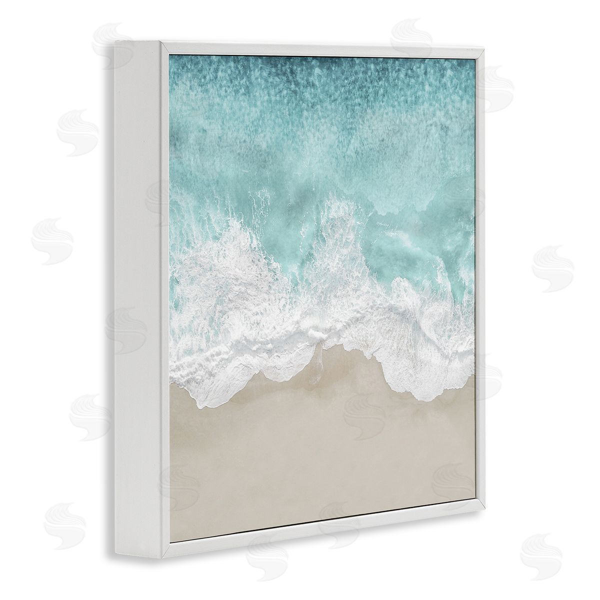 Sea Foam on Sandy Beach White Frame Print Wall Art, Home Decor by Maggie Olsen