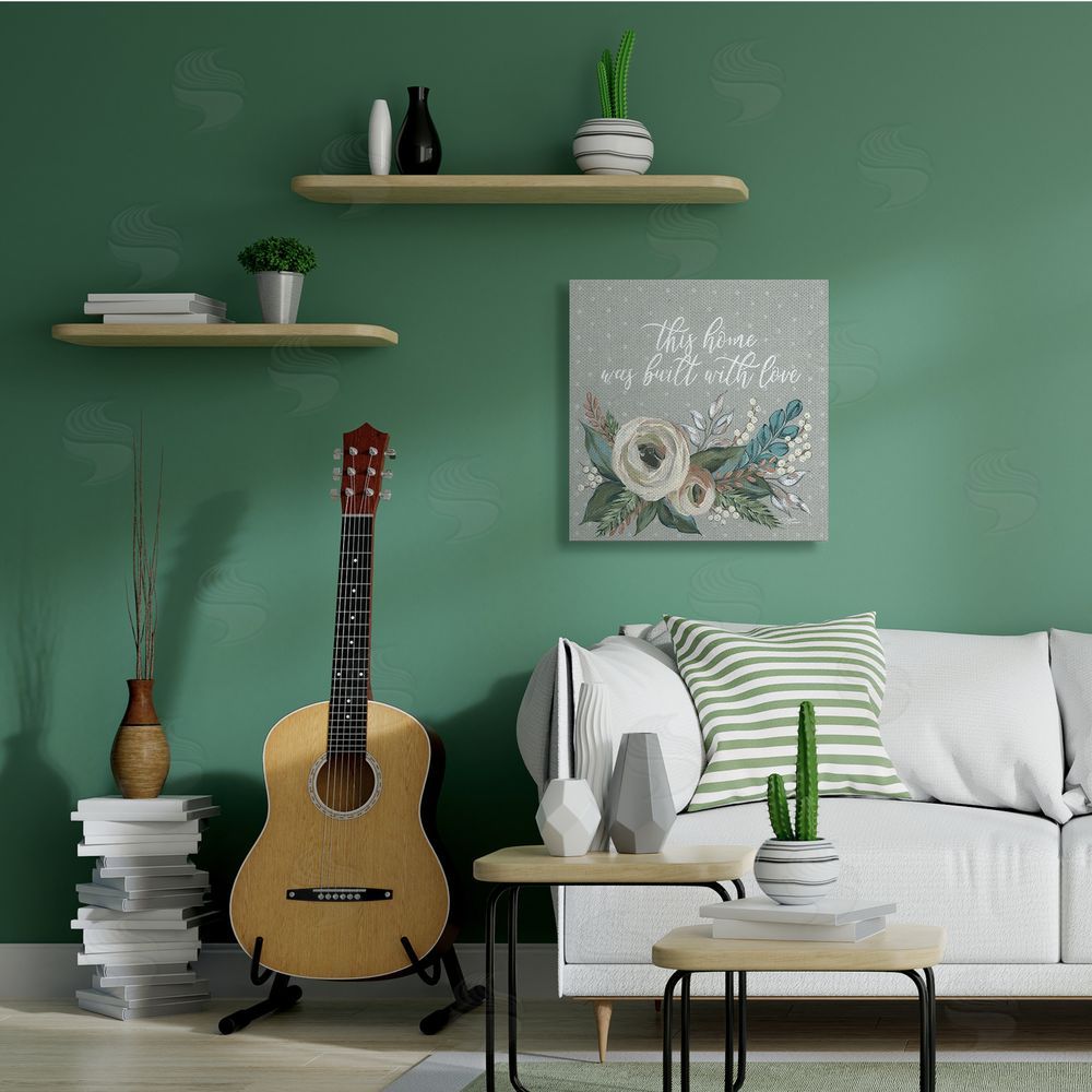 Michele Norman Home Built With Love Quote Assorted Bouquet Canvas Wall Art in Room