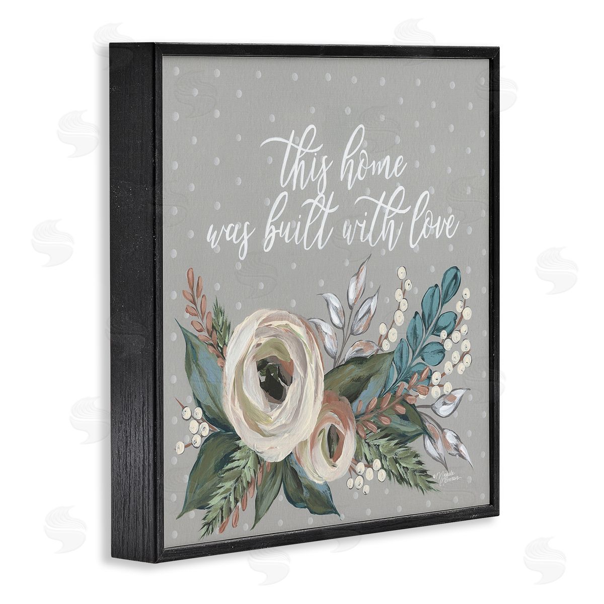 Michele Norman Home Built With Love Quote Assorted Bouquet Black Framed Glicee Wall Art Print