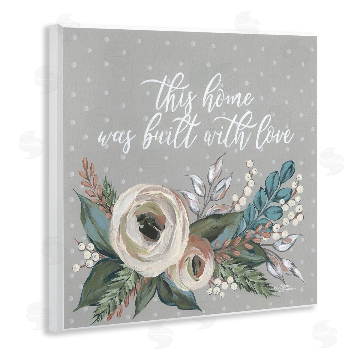 Michele Norman Home Built With Love Quote Assorted Bouquet Wooden Wall Plaque Art Print