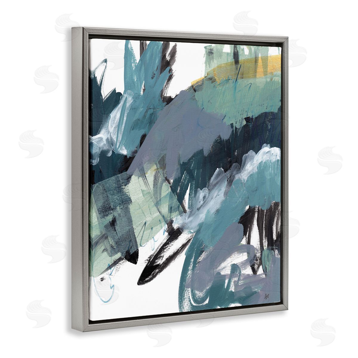 Ann Thompson Nemcosky Chaotic Paintbrush Strokes Abstract Green Blue