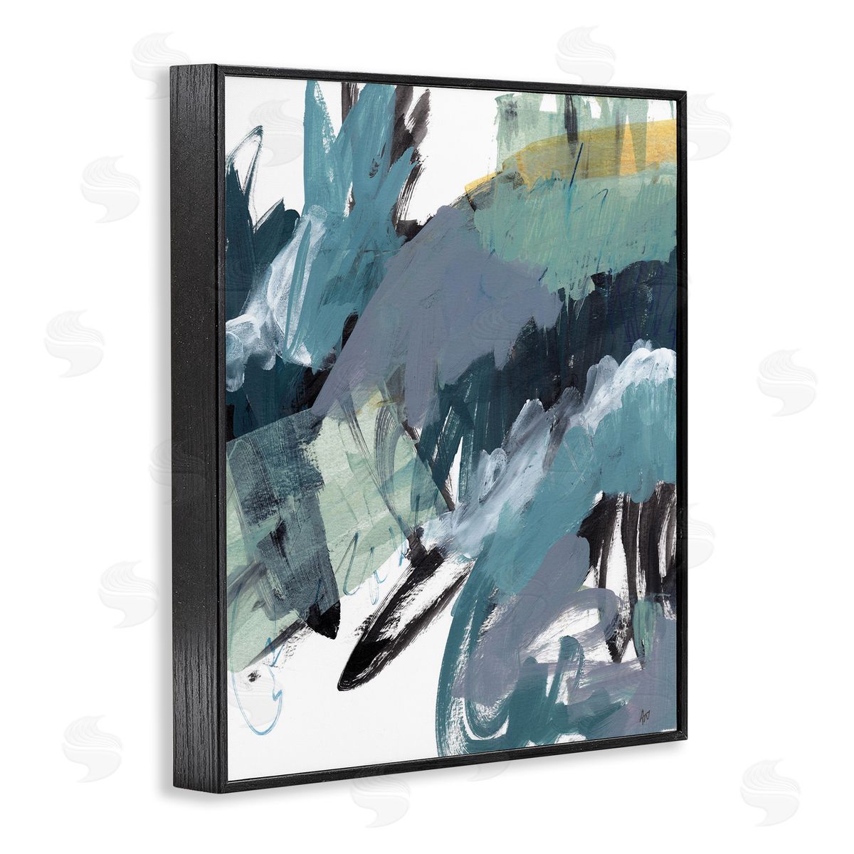 Ann Thompson Nemcosky Chaotic Paintbrush Strokes Abstract Green Blue