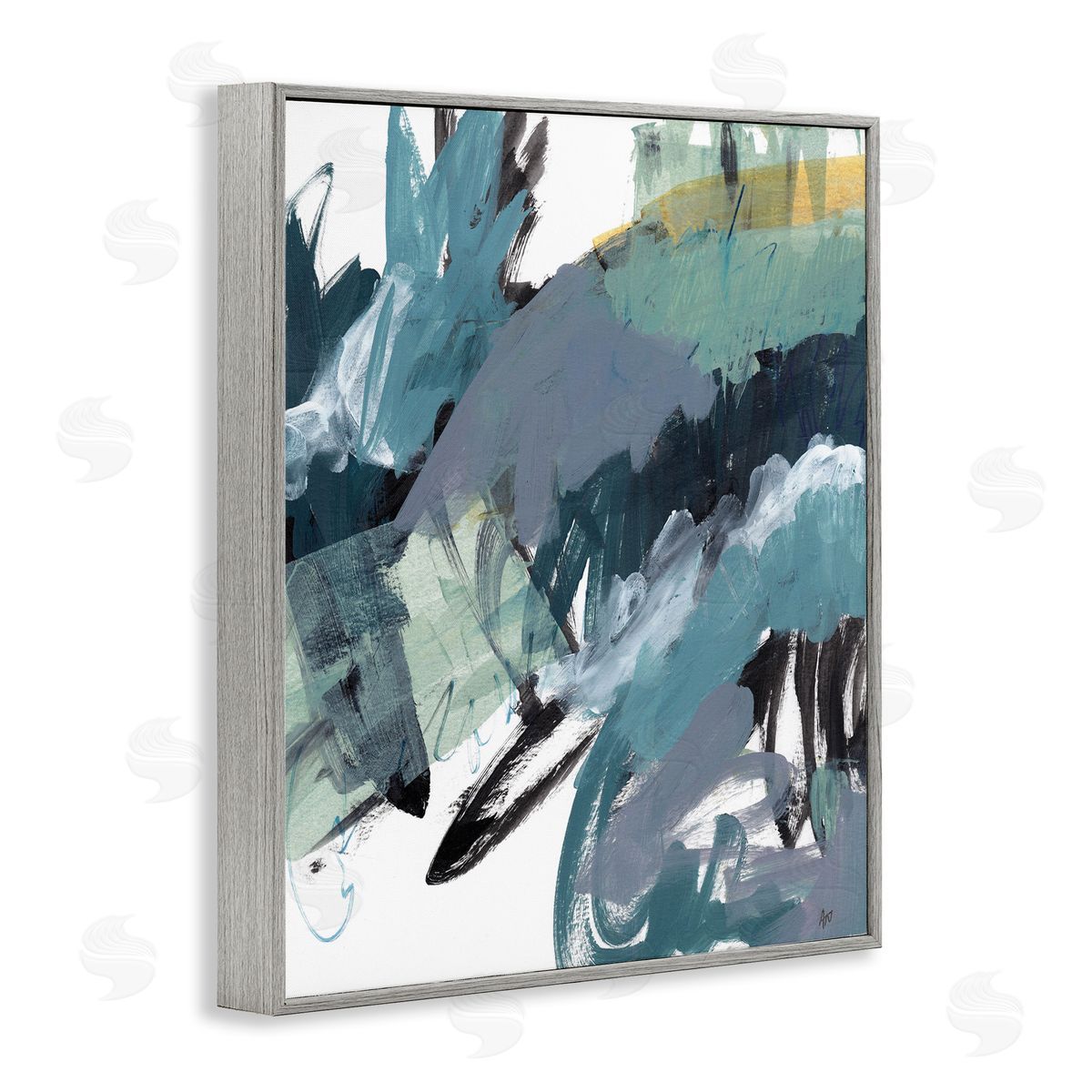 Ann Thompson Nemcosky Chaotic Paintbrush Strokes Abstract Green Blue