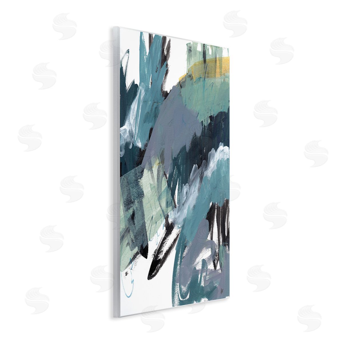 Ann Thompson Nemcosky Chaotic Paintbrush Strokes Abstract Green Blue