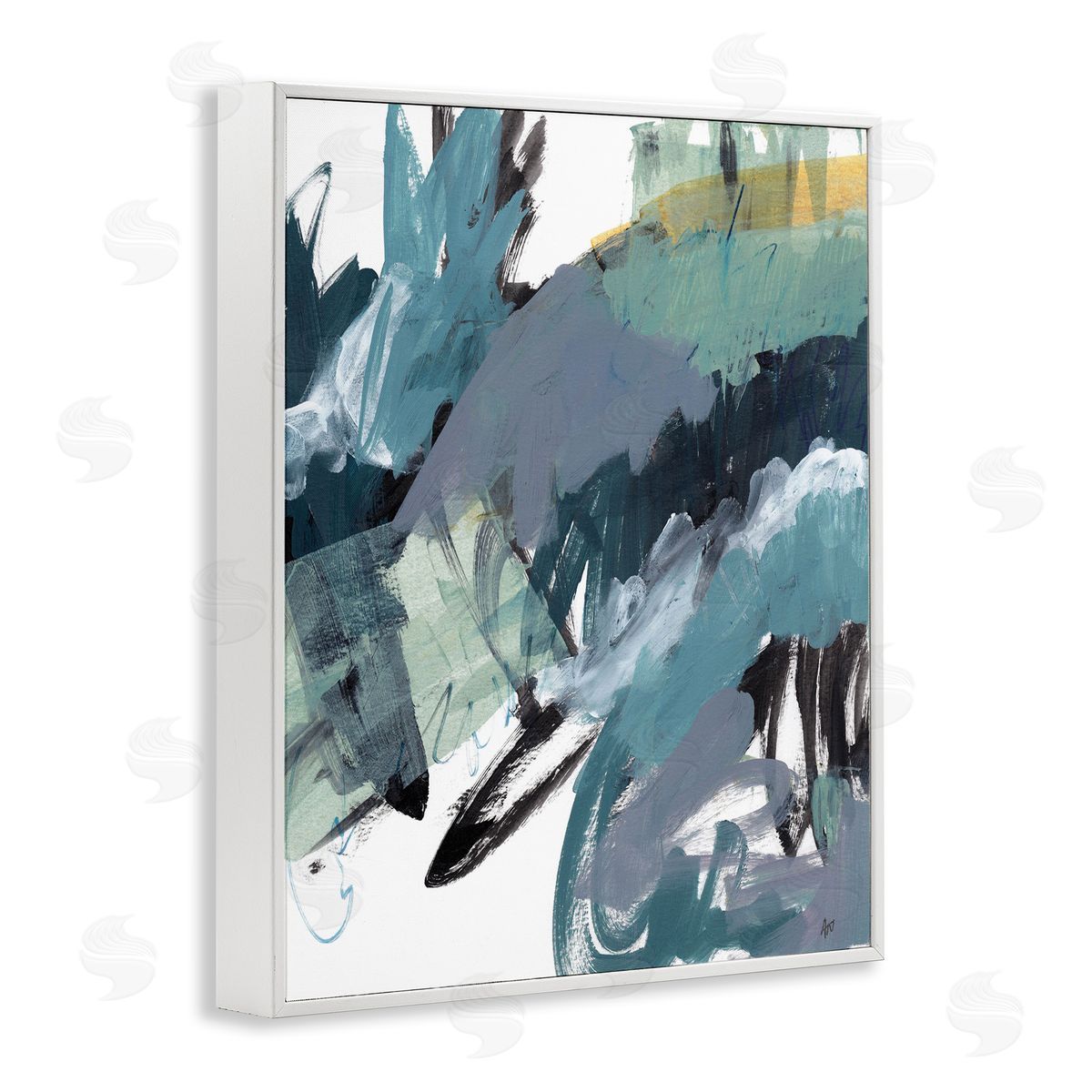 Ann Thompson Nemcosky Chaotic Paintbrush Strokes Abstract Green Blue