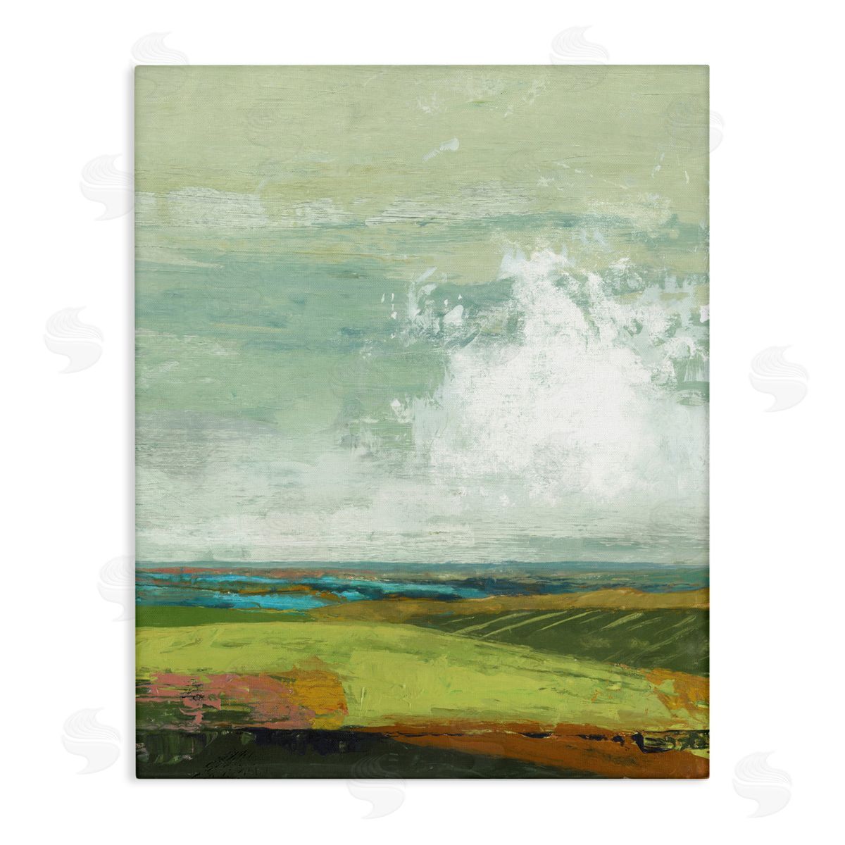 Suzanne Nicoll Abstract Countryside Distressed Clouds Green Sky