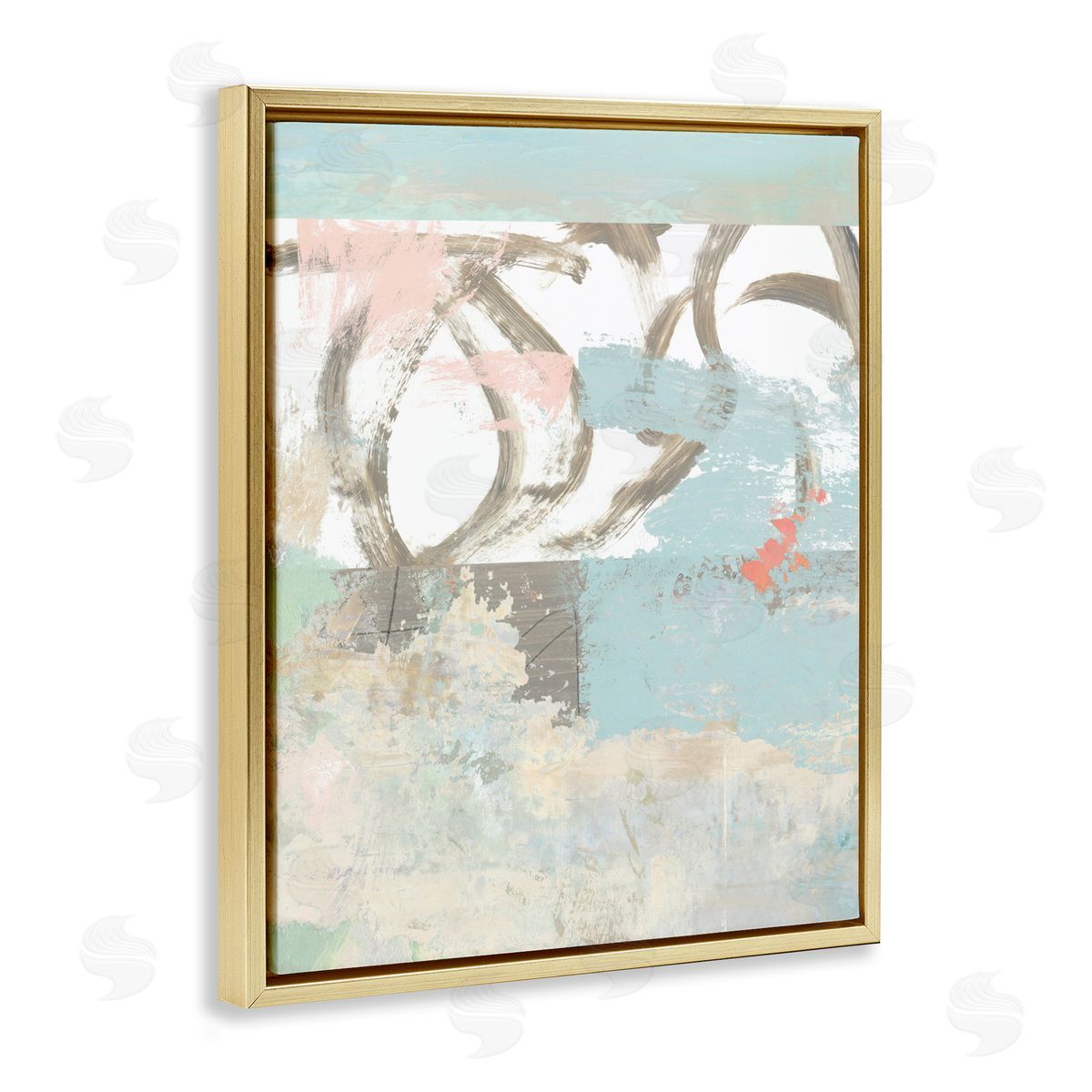 Suzanne Nicoll Messy Blue Paintbrush Strokes Over Abstract Shapes
