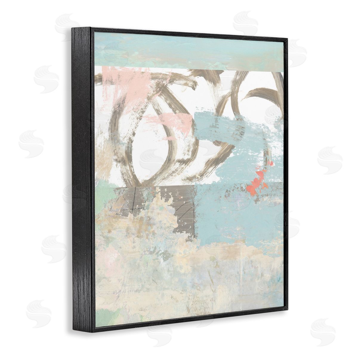 Suzanne Nicoll Messy Blue Paintbrush Strokes Over Abstract Shapes