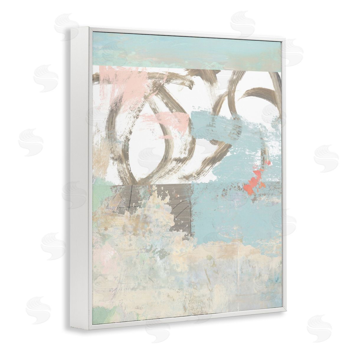 Suzanne Nicoll Messy Blue Paintbrush Strokes Over Abstract Shapes