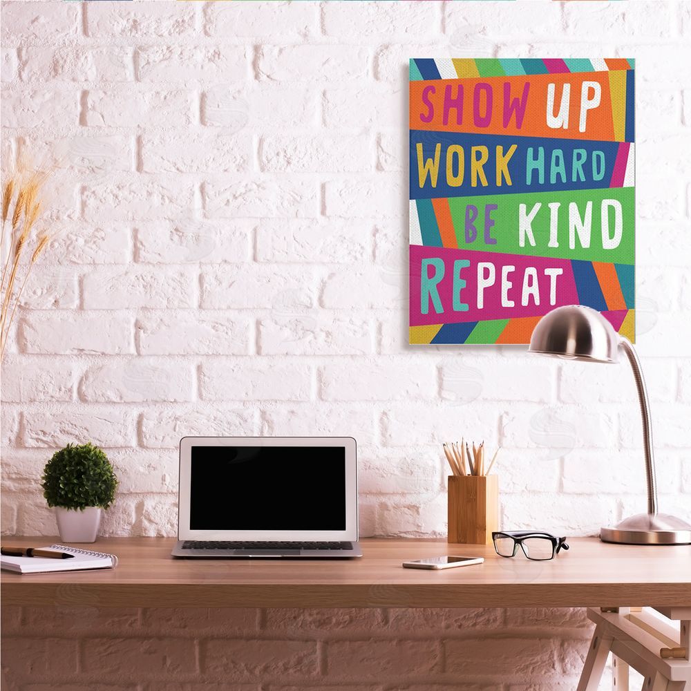 Nina Seven Show Up Work Hard Phrase Pop Stripe Pattern