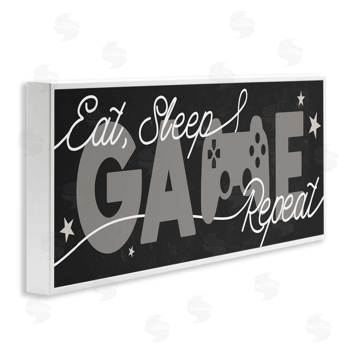 Stupell Studio Eat Sleep Game Repeat Quote Stars and Controller