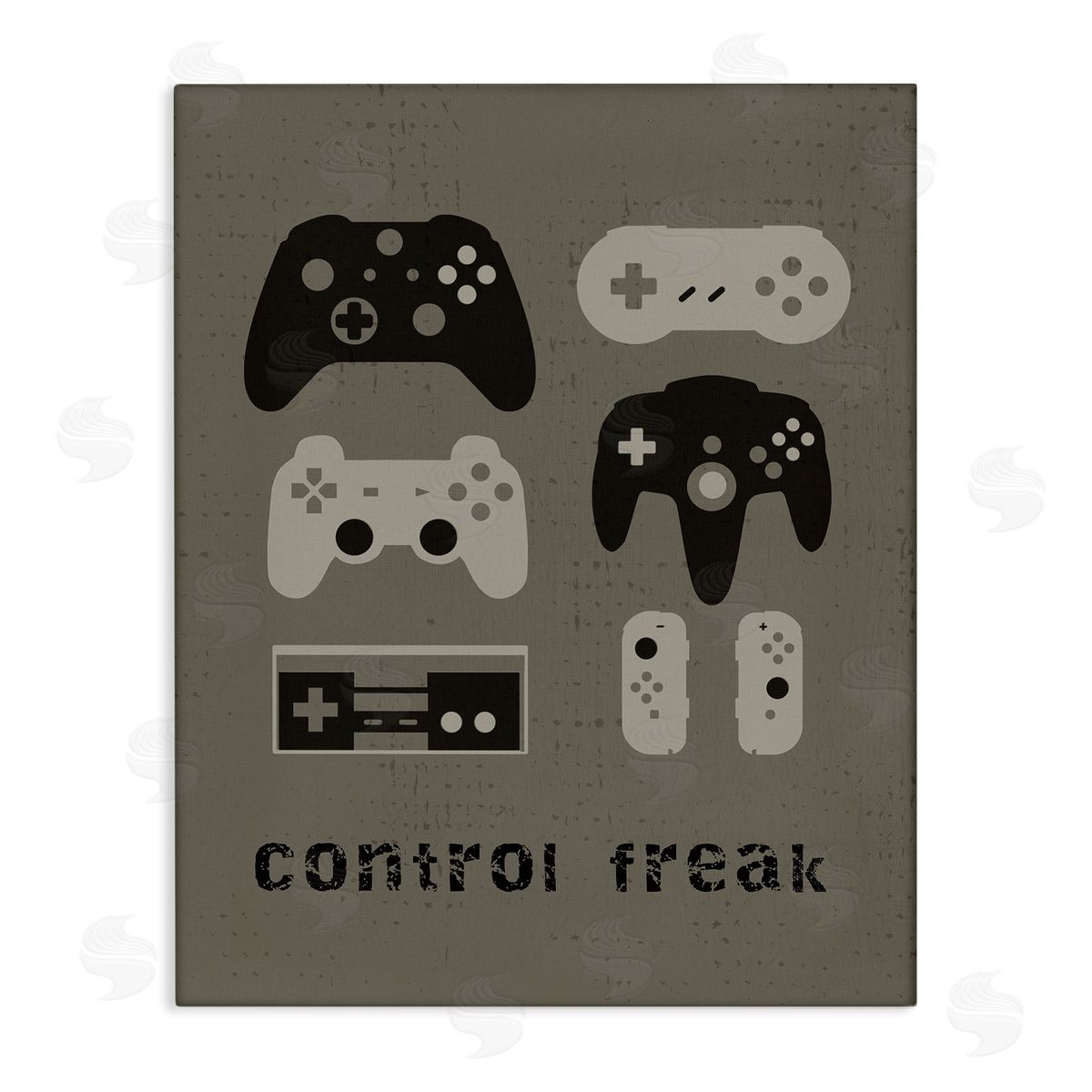 Stupell Studio Control fr_sideeak Distressed Pattern Black Grey Controllers