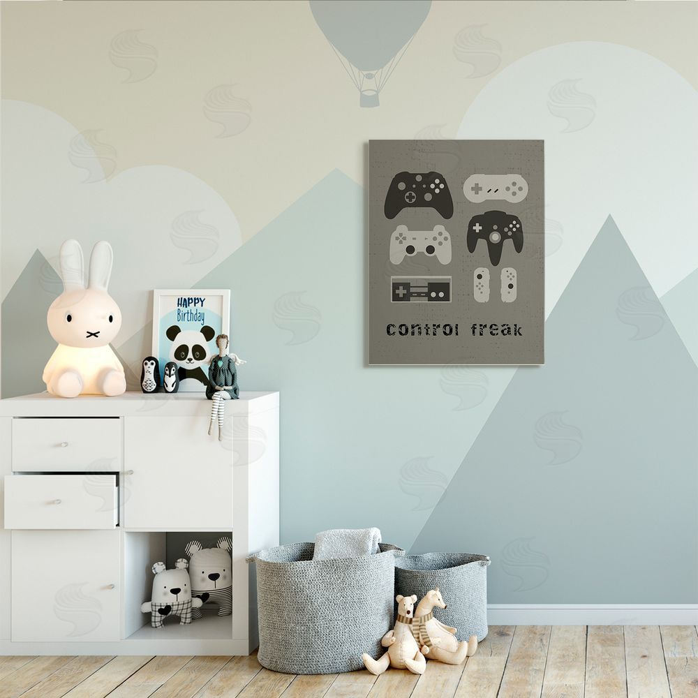 Stupell Studio Control fr_sideeak Distressed Pattern Black Grey Controllers