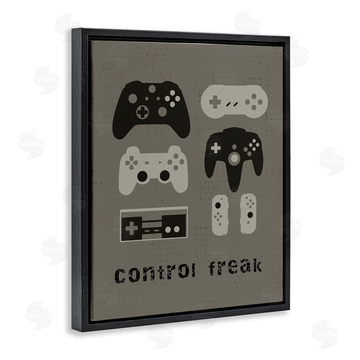 Stupell Studio Control fr_sideeak Distressed Pattern Black Grey Controllers
