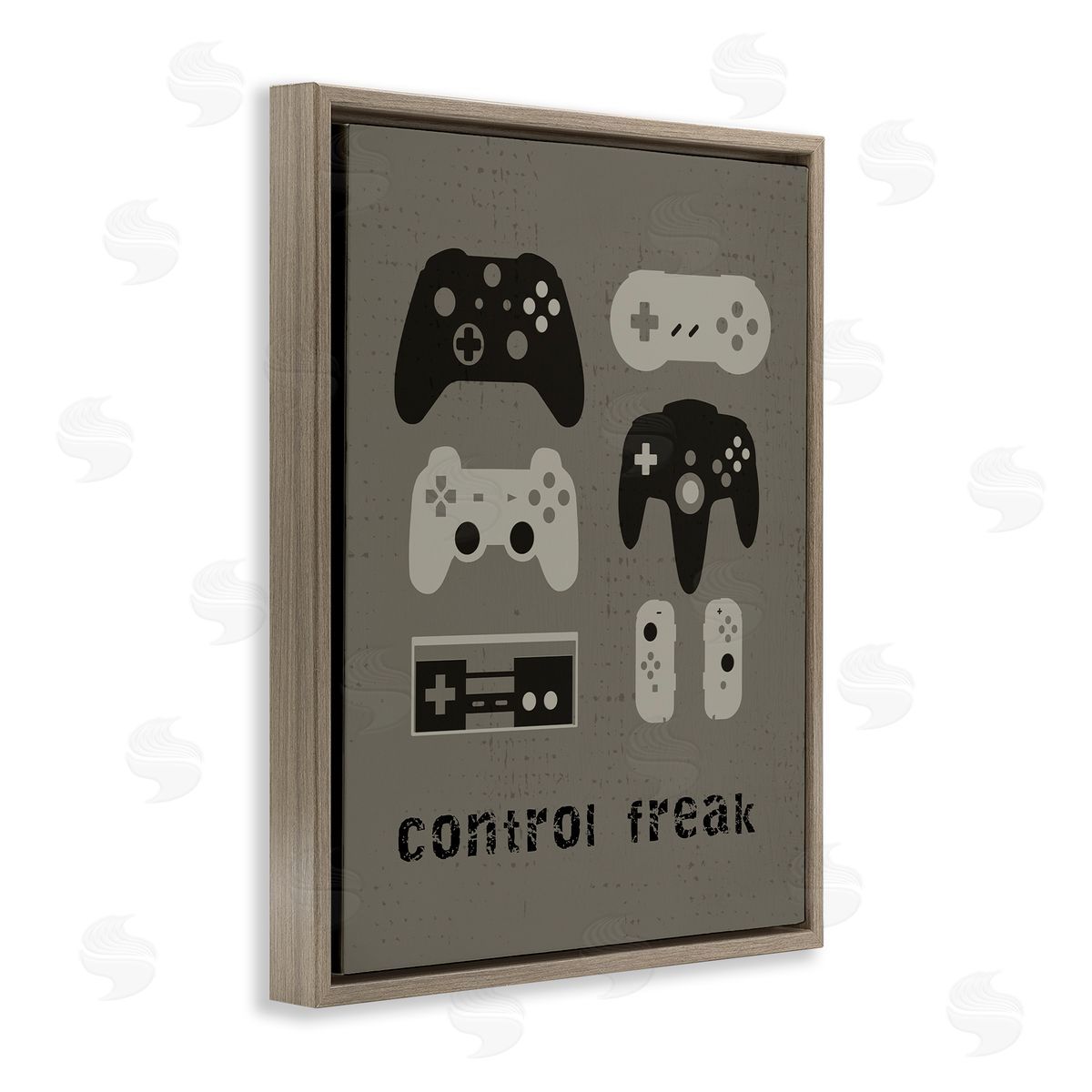 Stupell Studio Control fr_sideeak Distressed Pattern Black Grey Controllers