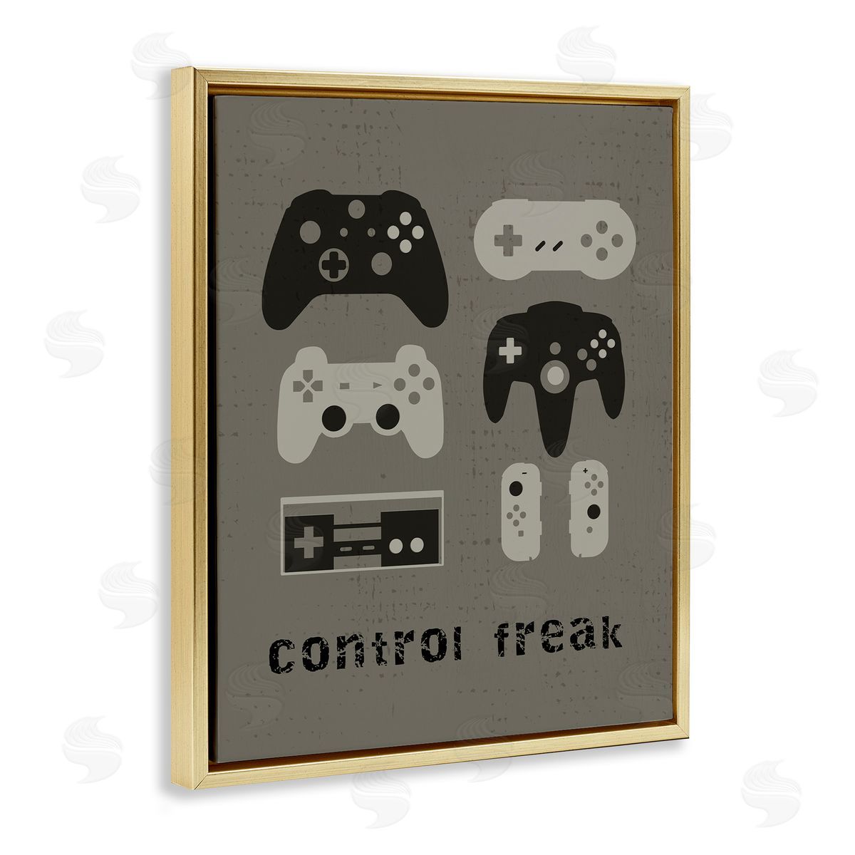 Stupell Studio Control fr_sideeak Distressed Pattern Black Grey Controllers
