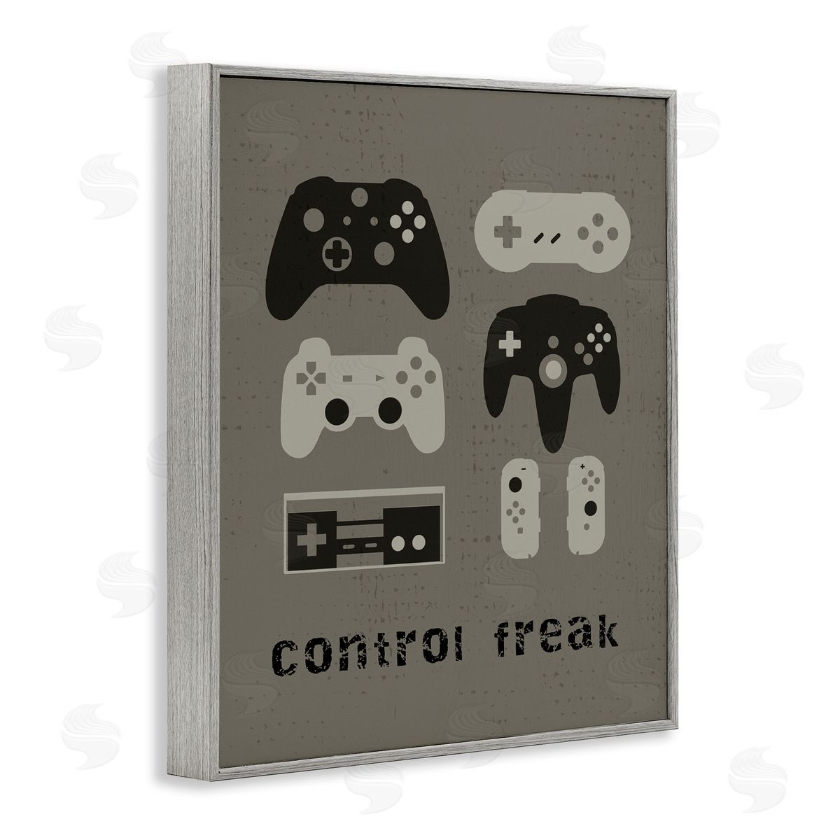 Stupell Studio Control fr_sideeak Distressed Pattern Black Grey Controllers