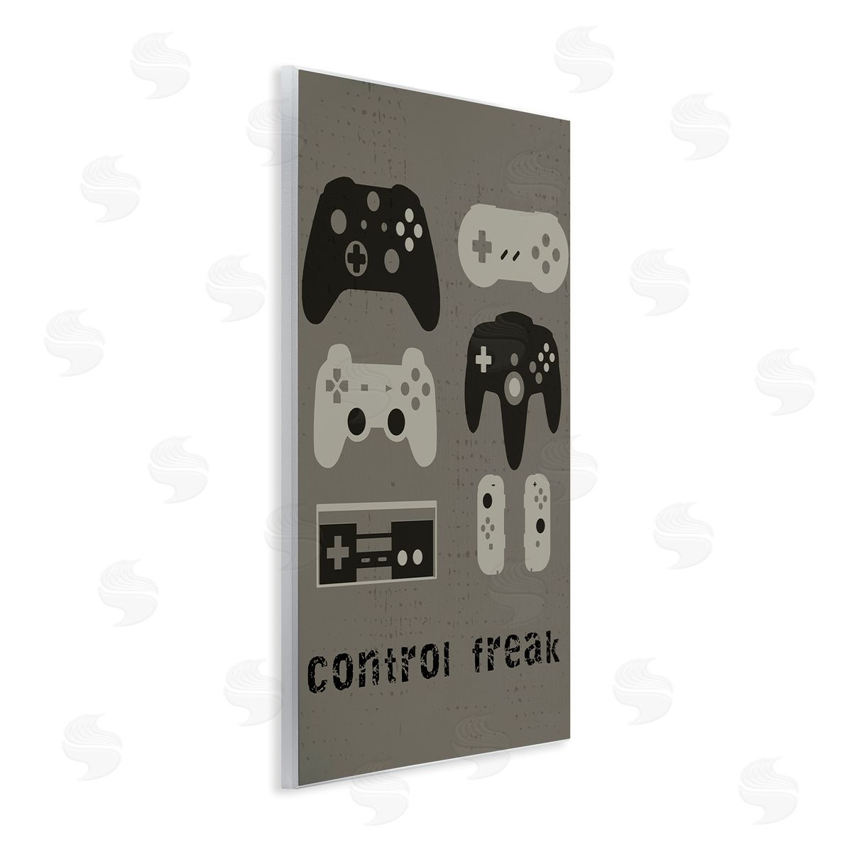 Stupell Studio Control fr_sideeak Distressed Pattern Black Grey Controllers