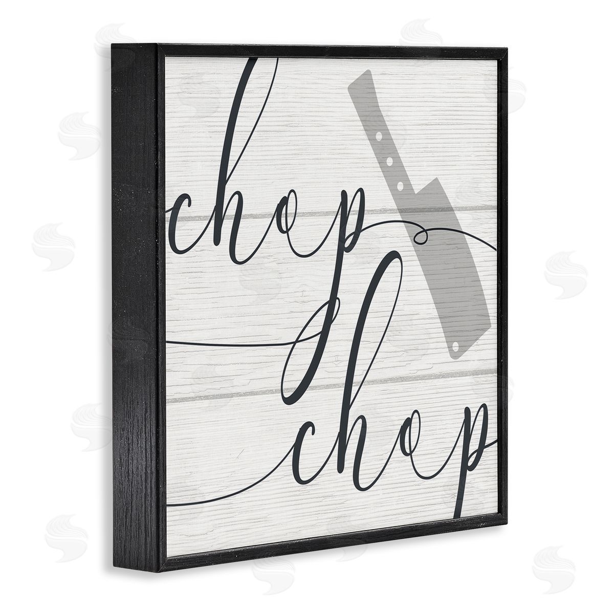 Stupell Studio Kitchen Chop Phrase Butcher Knife Plank Style Pattern Black Framed Glicee Wall Art Print