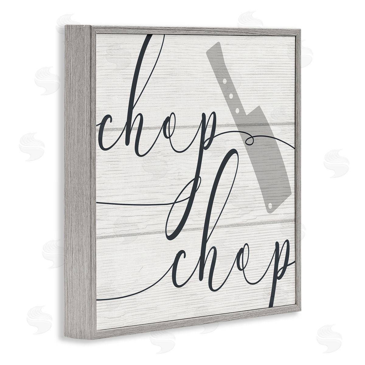 Stupell Studio Kitchen Chop Phrase Butcher Knife Plank Style Pattern Gray Framed Glicee Wall Art Print