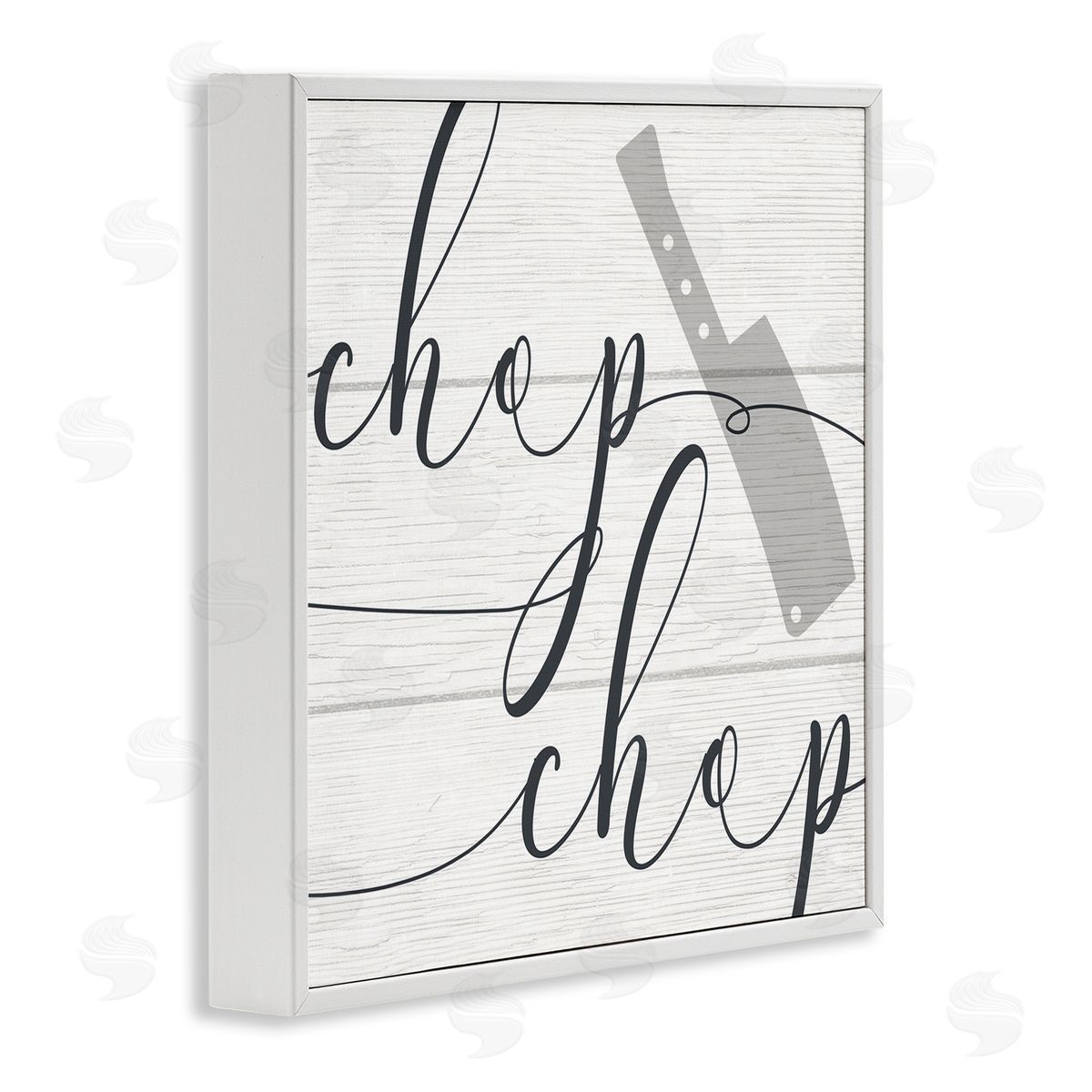Stupell Studio Kitchen Chop Phrase Butcher Knife Plank Style Pattern White Framed Glicee Wall Art Print