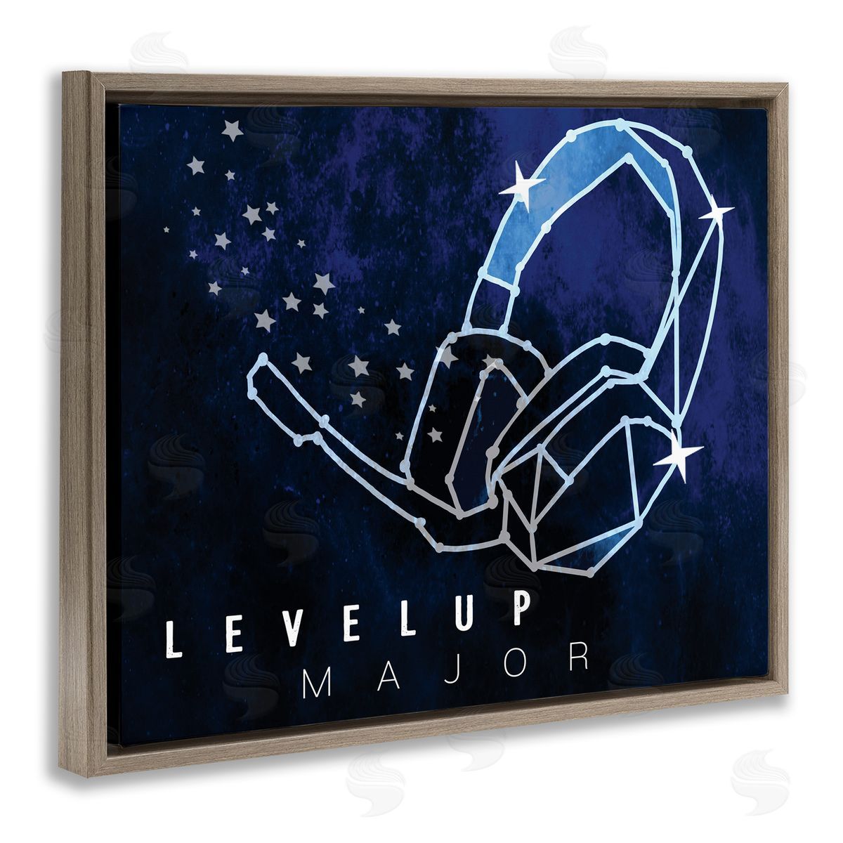 Stupell Studio Level Up Major Gaming Quote Space Stars Headset