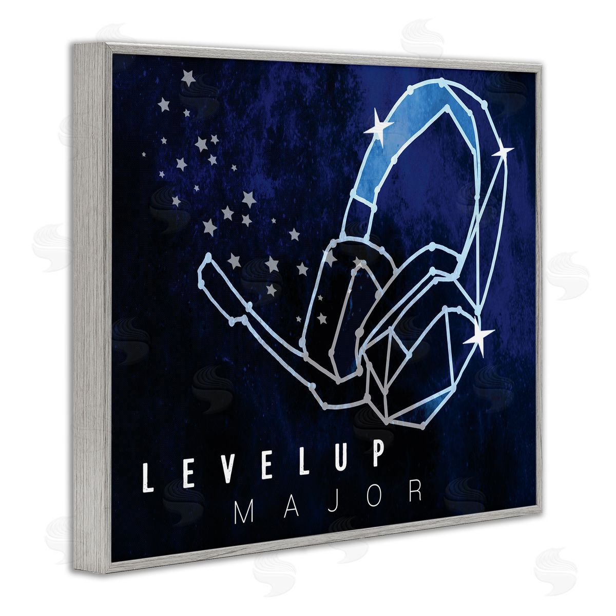 Stupell Studio Level Up Major Gaming Quote Space Stars Headset