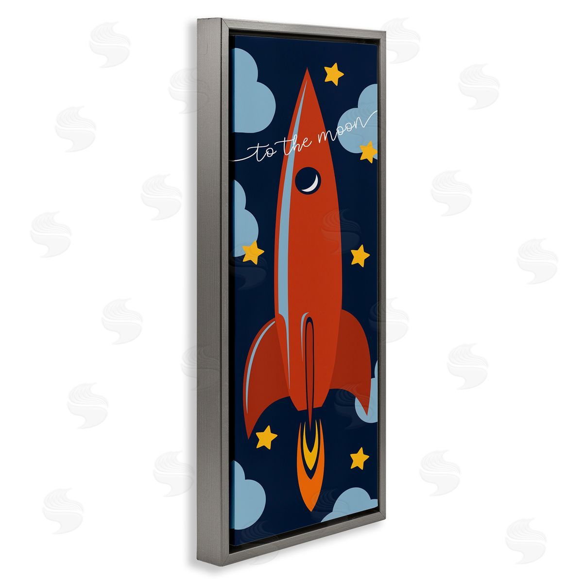 Stupell Studio To The Moon Quote Whimsical Rocket Ship Space
