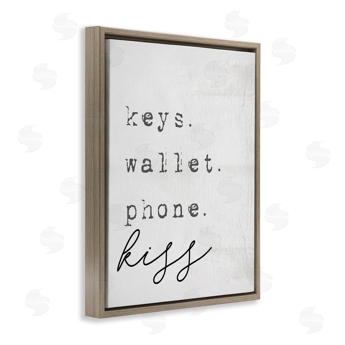 Stupell Studio Keys Wallet Phone Kiss Phrase Distressed Typewriter