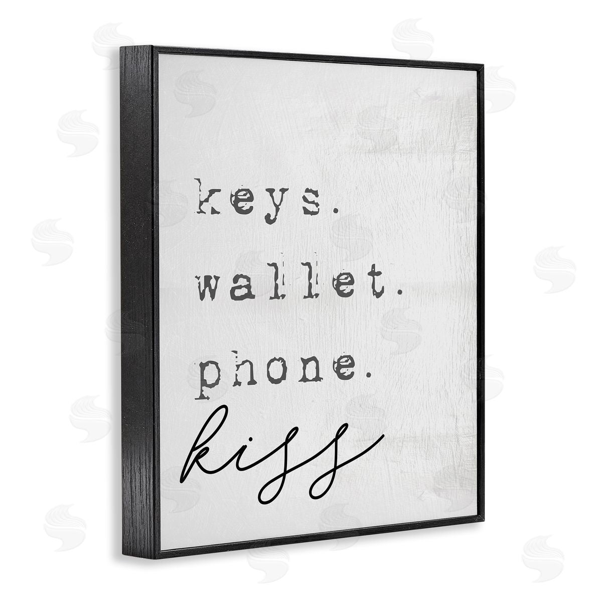 Stupell Studio Keys Wallet Phone Kiss Phrase Distressed Typewriter