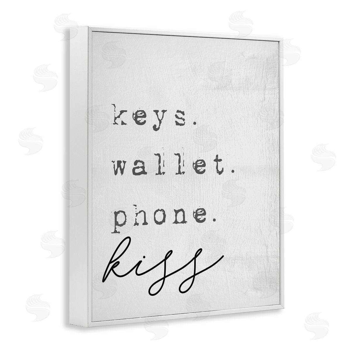 Stupell Studio Keys Wallet Phone Kiss Phrase Distressed Typewriter