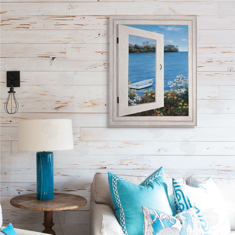 Diane Romanello Lakefr_sideont Window Charming Floral Island Boat