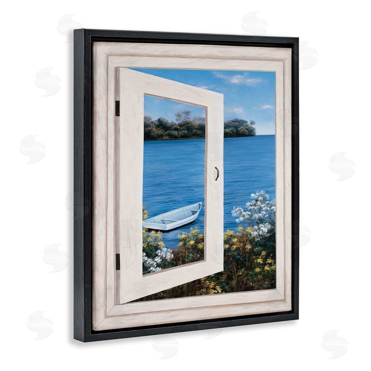 Diane Romanello Lakefr_sideont Window Charming Floral Island Boat