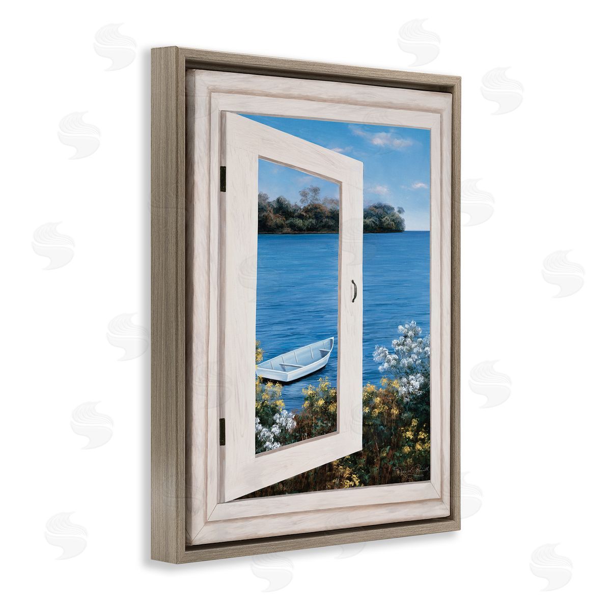Diane Romanello Lakefr_sideont Window Charming Floral Island Boat