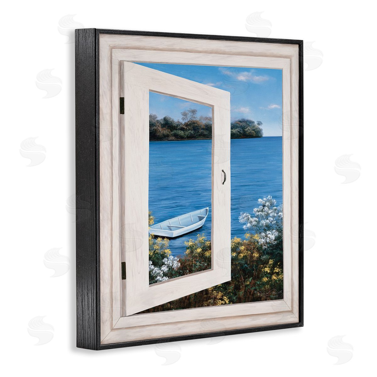 Diane Romanello Lakefr_sideont Window Charming Floral Island Boat