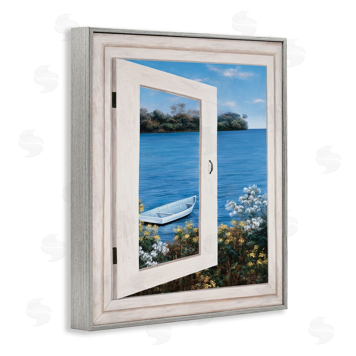 Diane Romanello Lakefr_sideont Window Charming Floral Island Boat