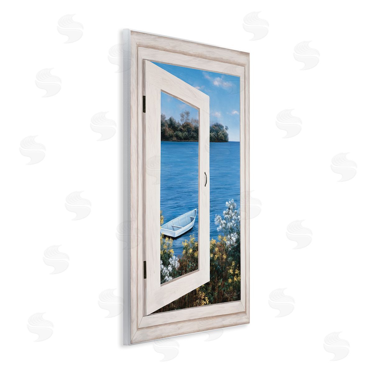 Diane Romanello Lakefr_sideont Window Charming Floral Island Boat