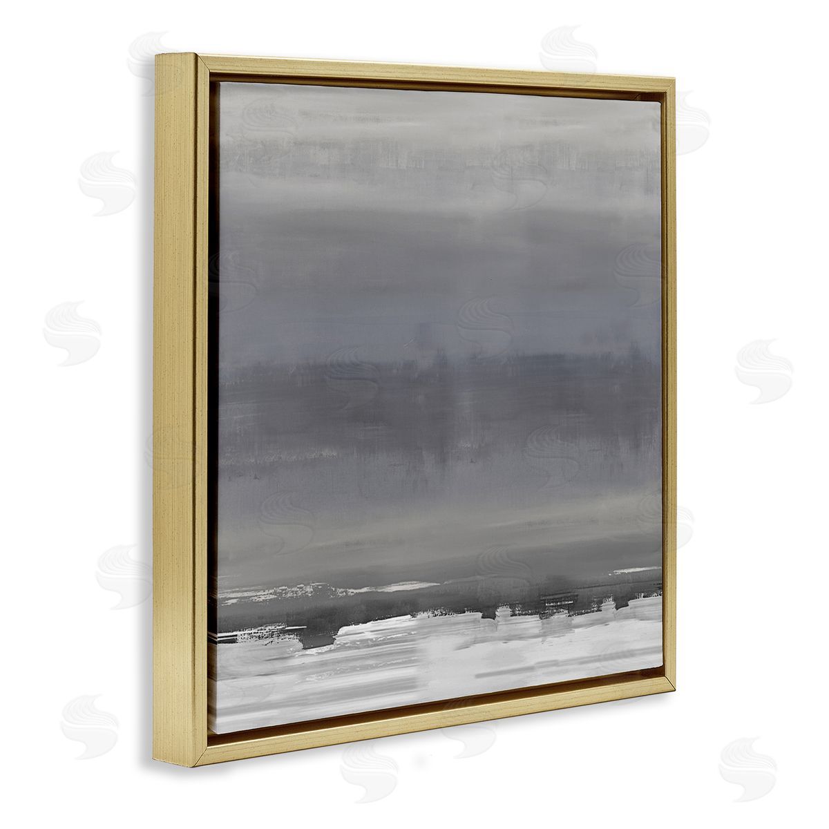 Rachel Springer Abstract Greyscale Avante-Garde Industrial Landscape Gold Floating Frame Canvas Wall Art Print